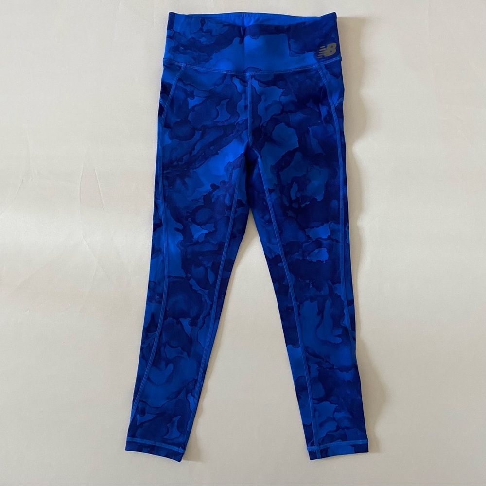 New Balance Blue Printed Harmony High Rise Leggings Women's size Small